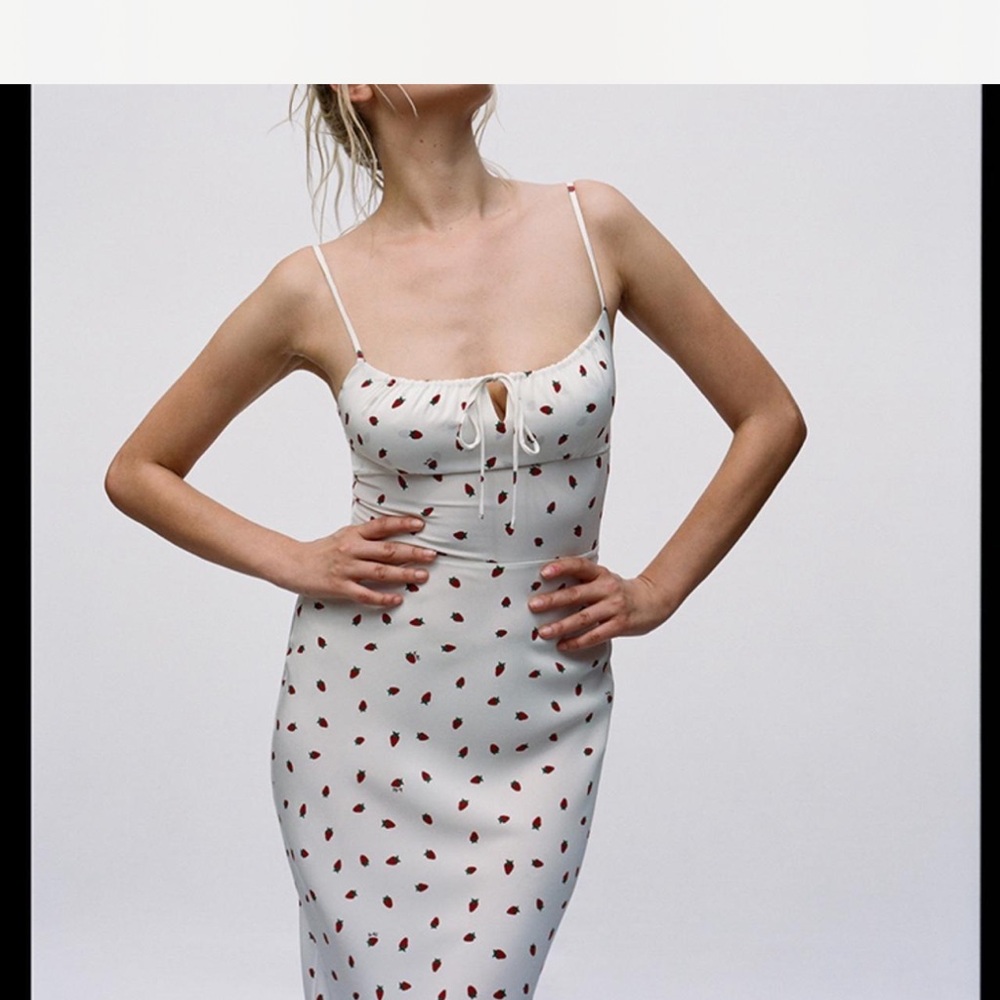Realisation Par White Dress with Strawberry Print
